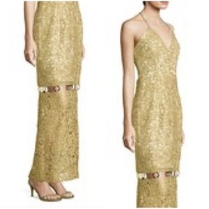NWT Elie Tahari Gold embroidered Hawn Ring  Dress